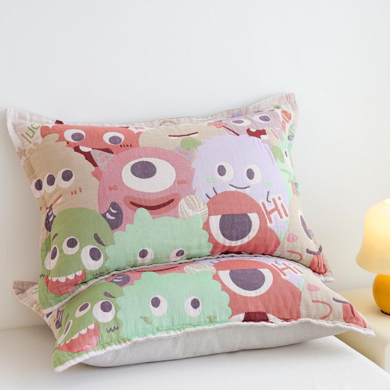 Bj套纯棉纱布按扣枕一新款单人n卡通宿舍枕对头套全棉家AC8ZzPBB