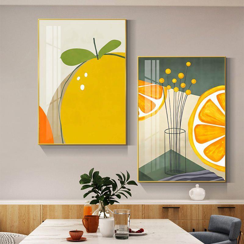 果现代简约餐厅装奢饰轻创意餐桌墙面组合挂MH13画画橘水子简约风