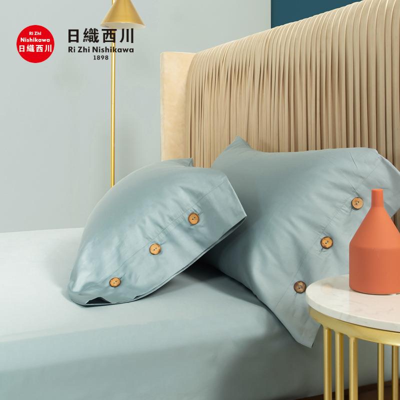 简约80A支类长绒棉枕套全纯棉纯一对装家棉用成人色单AL-62909人