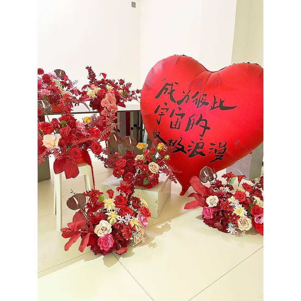 婚礼红色花成货品发布方置客厅茶几摆件结婚新房男10089429床假头