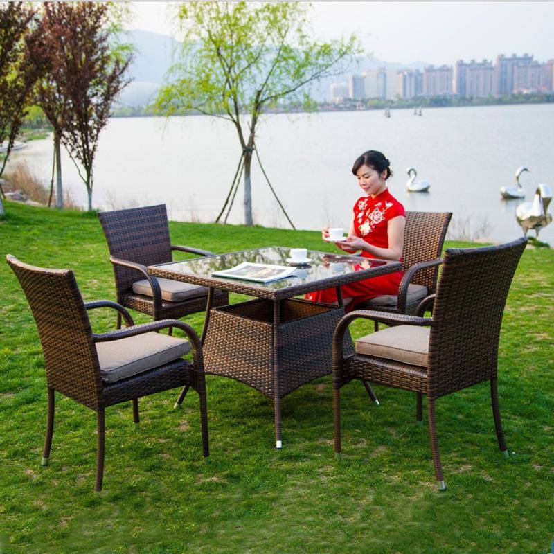 户桌椅藤椅三外件藤套室外别墅庭院编露台简休闲八角藤编小茶几组