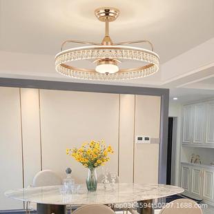 502年新2款 主卧吸顶灯摇头带风扇室吊扇房间灯具创意水晶餐无品牌