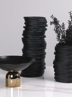 现代简约错位圆环层店叠花装器花样瓶板间AIM摆件酒民宿售楼处软