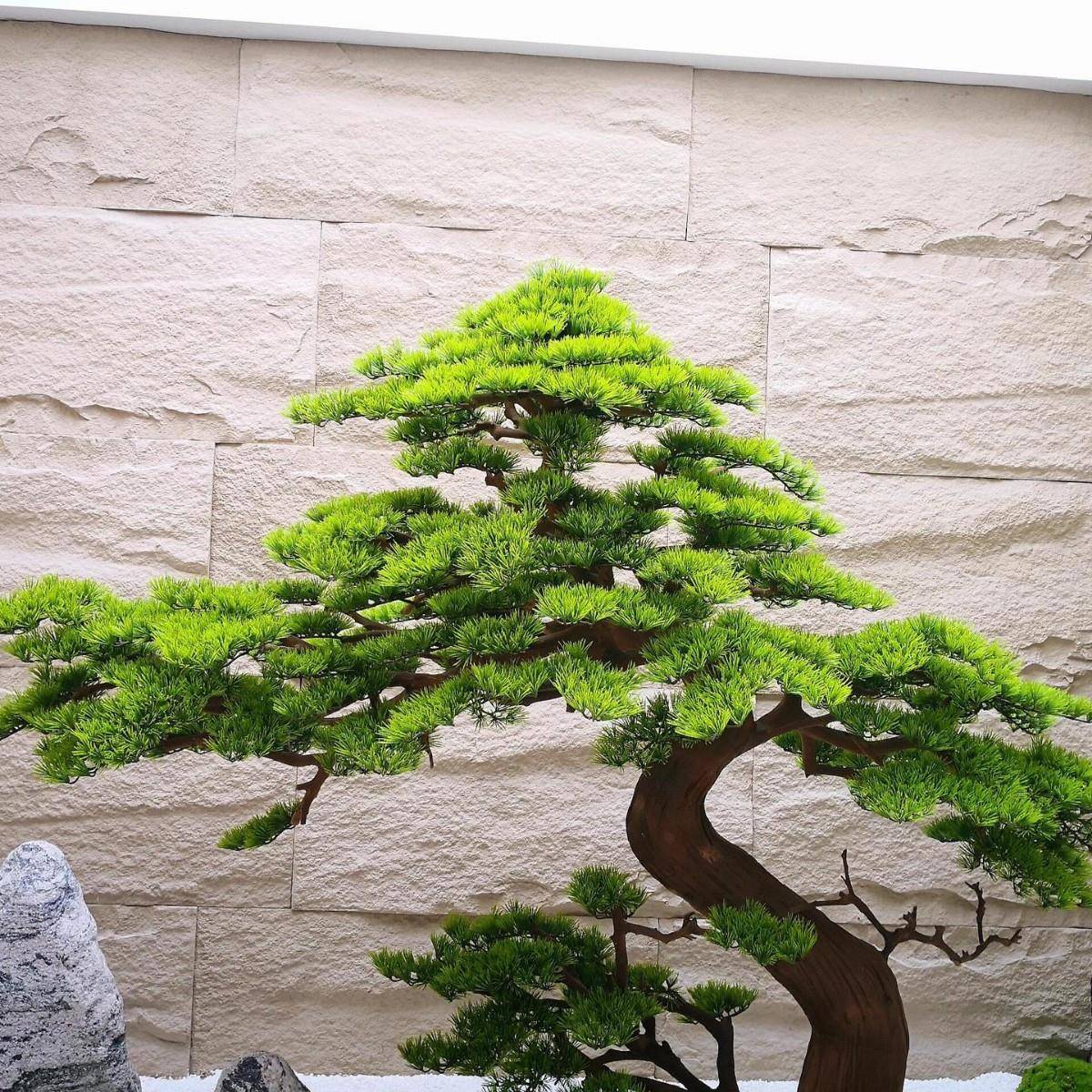 仿真松树件75395145迎松树大型汉松美人松盆景摆雕刻展罗厅装饰客
