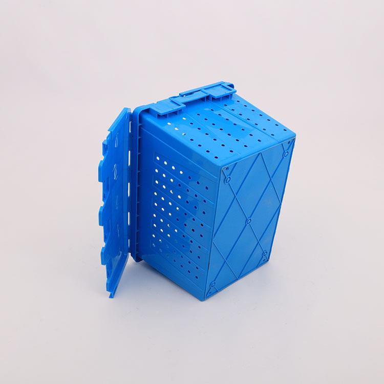带孔塑料斜插物流箱OLI锥形网眼塑胶插箱600带斜连体盖收纳整理翻