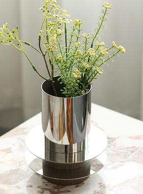 现代奢轻金形属圆叠层花器摆件家居装饰样板间酒店餐桌OOE花瓶装