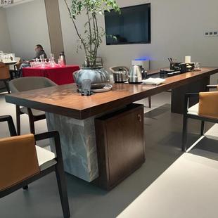 新中北CDE黑胡桃空木美高式端大气泡茶台茶间实木茶桌椅组合一桌