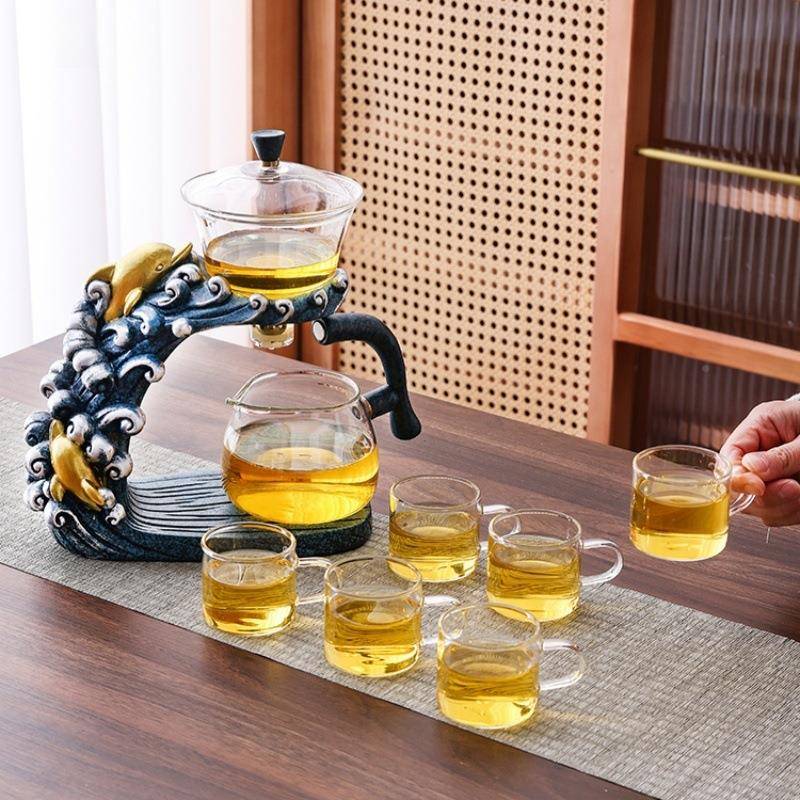 茶体壶自动一懒人高硼JIK硅璃泡茶器风生水起玻璃自动茶具玻全套