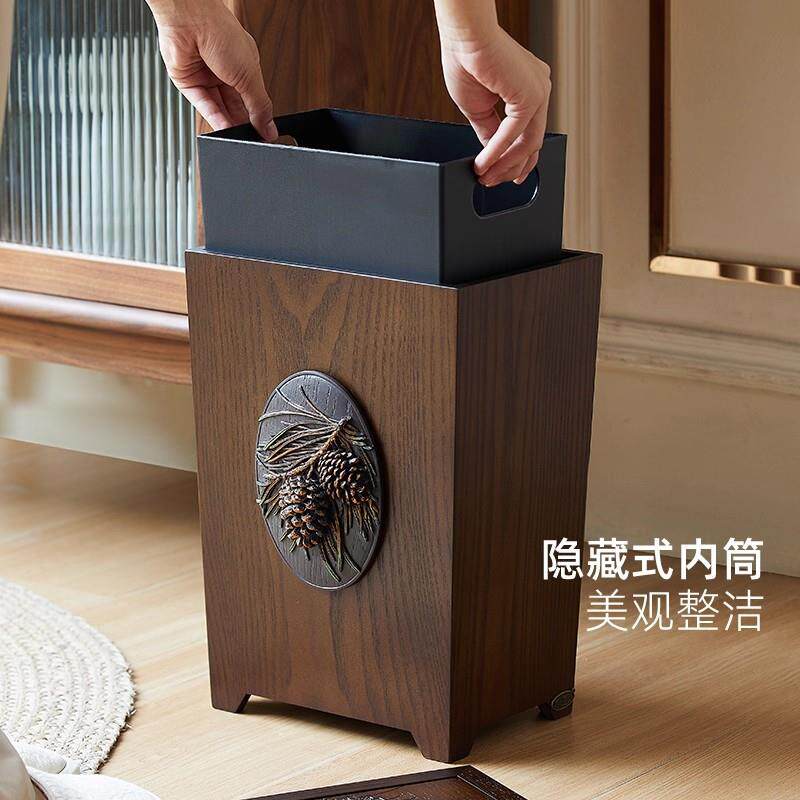客那澜好复古垃圾桶木质大号办垃公室纸篓厅ZCT厨房家多用带盖圾