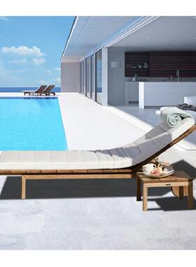 户柚木躺露天别墅躺椅室露床外庭外院OUX台实木沙发休闲酒店沙发