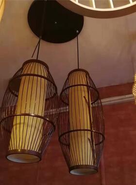 艺田园客厅店阳台日式灯饭笼榻米CSB东南亚仿古竹编术吊灯榻厂家