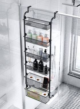 收纳整EPK理架门后挂钩架多打孔置物架卧室杂浴室物筐层门后免挂