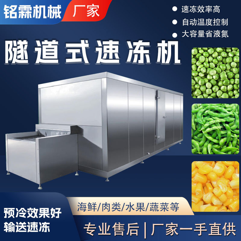 龙虾尾水饺豆沙包大型隧道式速冻机 商用肉类海鲜速冻锁鲜设备