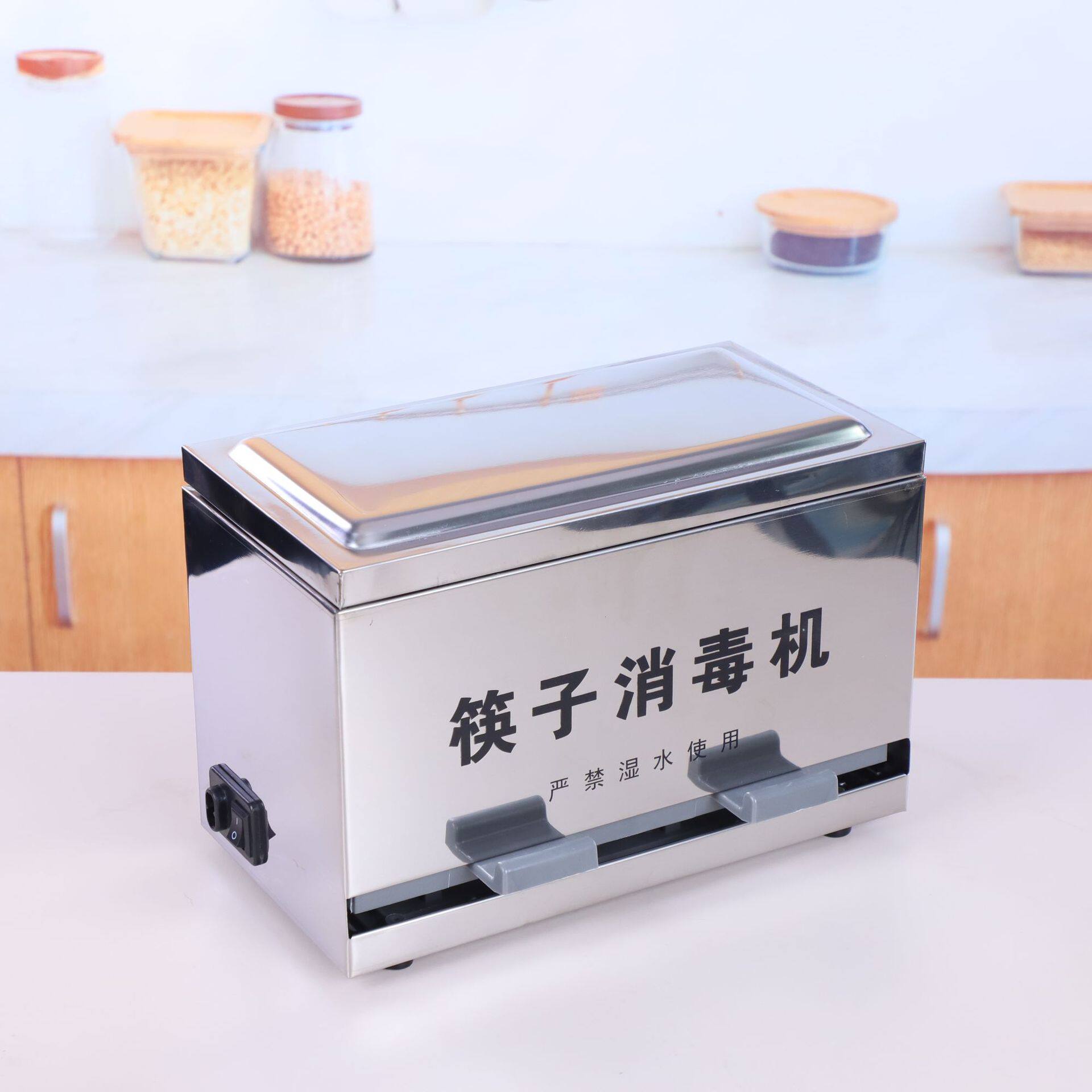 不锈钢加厚筷子消毒盒带盖式便捷按压收纳盒饭店专用筷子收纳盒