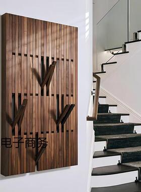 I1胡桃木钢BCD琴键挂衣架墙节省黑空间板实木挂衣入户衣帽架上玄