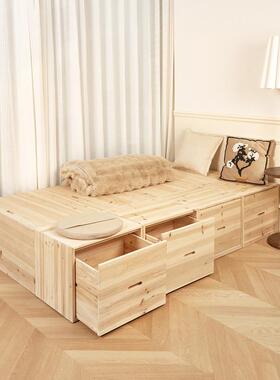 榻榻定米拼箱接床箱木箱YNK窗拼床实木箱体床储物柜小户型高床可