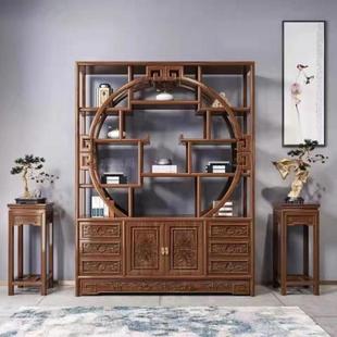 实木博古架酒柜展示靠墙柜置落地多层客物厅装饰中架CYF式摆件多