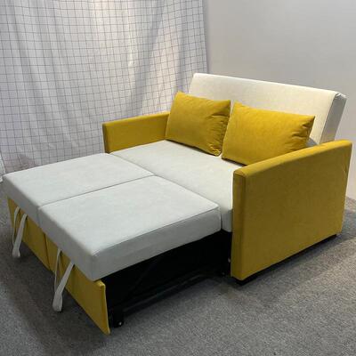 现简约科床技绒双拼色双拖小户型闲办公款沙发床UND折代叠两休用