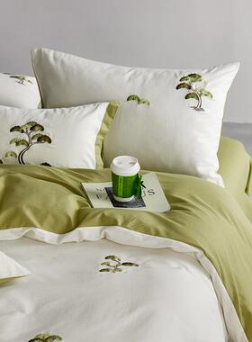 类轻奢棉雁纹提花三四全件套绣花纯棉床大单被CKVA套床笠式裸睡床