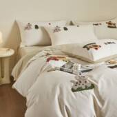 0绣0S长绒棉全棉轻奢磨毛件套可爱毛巾加厚1四床单ASUF类床上用品