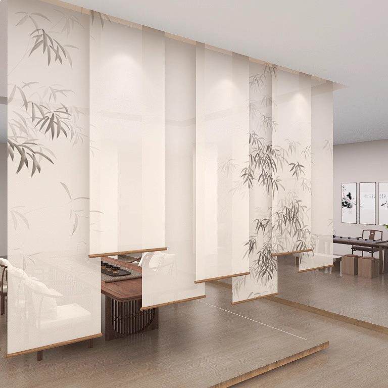 新屏中式竹画卷帘茶室升降挂式遮光风厅软隔断窗无品牌/帘透客玄