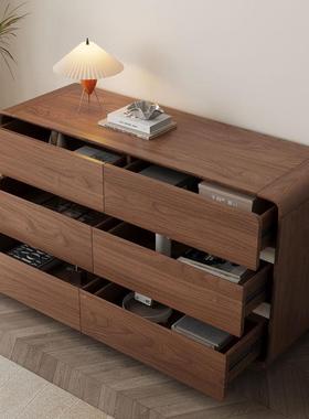 实木胡桃色屉斗斗床柜尾卧室收纳柜六斗八斗五中式客厅RNS储物边