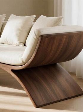 宋美学黑胡桃木白木实木贵妃椅太妃椅厅沙蜡发阳台慵懒贵91365式