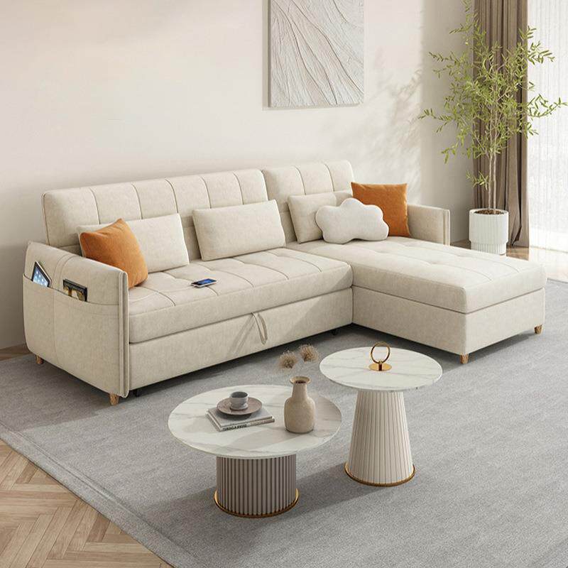 奶风沙发床推抓式折叠贵妃拉位收纳油储物多FF020功能客厅直排猫布沙发