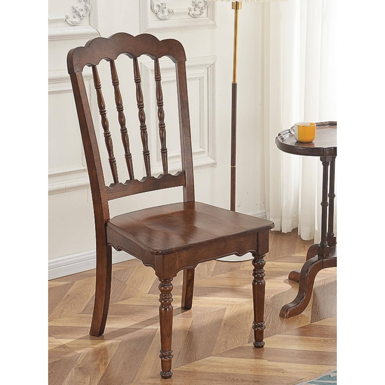 厅9U美式村实木复古餐椅酒店餐乡用轻奢休闲高靠背家MTE椅子商用