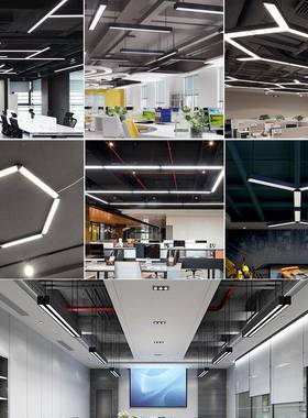 LED长条灯线灯办公吊灯吸顶市ledYJI长方形超商场方通灯商吊用防