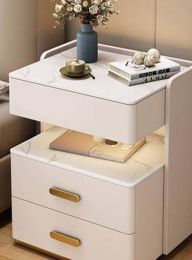 智能床柜多功能保箱实木现免头安装卧室险充电储物OWT床边代保险