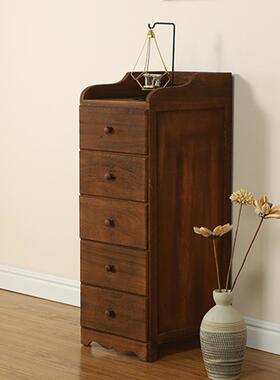 A12卧室夹缝纳柜0复古MRO缝边角柜实木迷隙你多功能3cm做收旧九斗