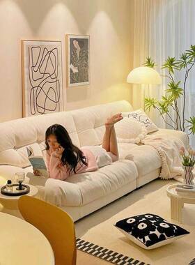 出租房实沙发新木双人三人云直排沙发ZWE朵沙款发床小户型布