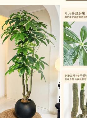 厅绿植轻奢发财树件室内盆客54567装饰摆假栽造景假花仿生植物