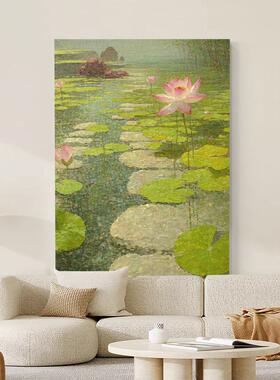 寓中式荷花客厅沙发新装饰画入户玄关好莲莲壁XWW画好意运过道壁