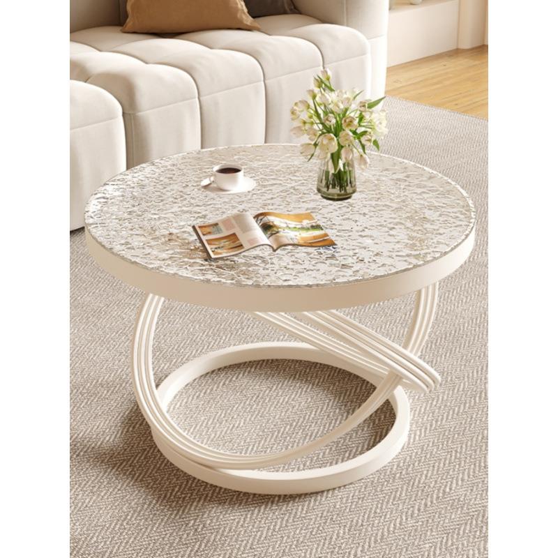 奶风小茶油几玻钢化玻璃AGY茶几桌子璃面意式极简创意家小用客厅