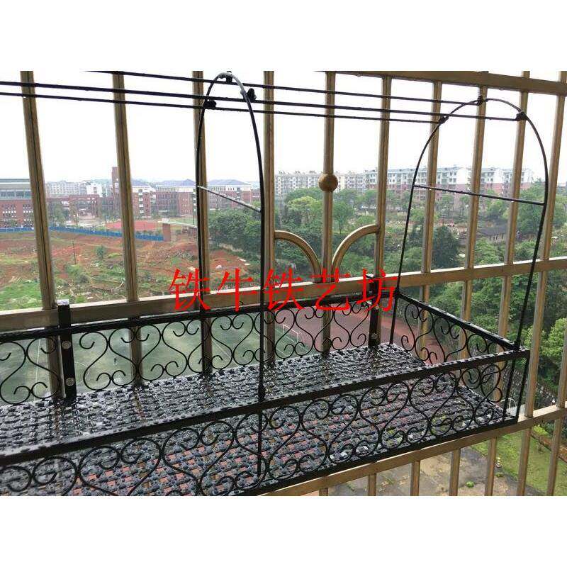 N冻5阳台栏杆铁艺花架挂式多雨肉防护栏雨JBG棚花悬盆架子防防暖