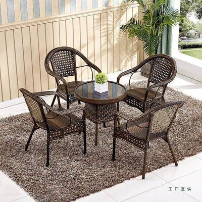 藤套椅三件阳台桌椅休闲组合茶几户外985院腾椅编子靠背简约小庭