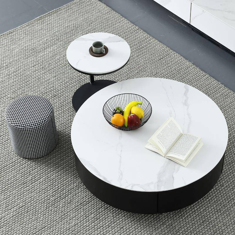 简岩茶板圆极形几三件套视小圆型电柜组合简约客VYG厅可伸缩意式