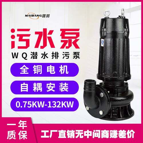 50W1532Q泵-3KW潜水排污无堵塞NPL污泥抽水泵高扬程灌-溉污水泵机