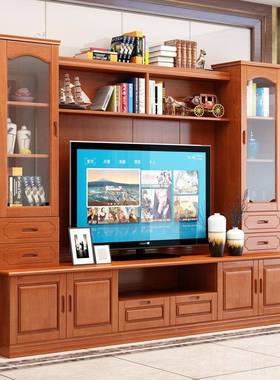 电视多柜背代景柜实33266木中式功能具全套组合墙柜子客家厅新款