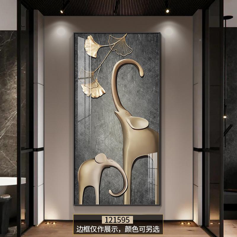 入户玄关装饰大象走廊尽挂画抽象竖头版落地画画正GIB对门意寓好