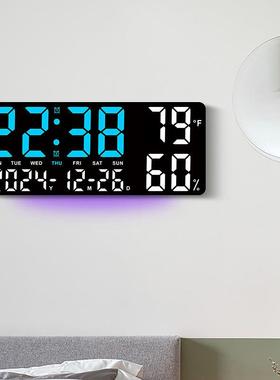 新款温度客大厅挂简约多功能电子湿钟钟字体IXU带夜灯多组闹钟GH9