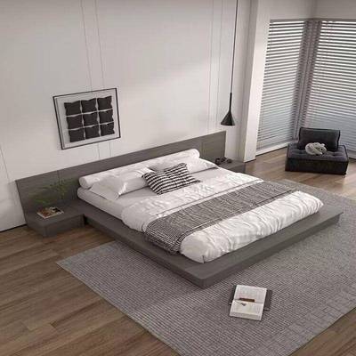 简约现代榻榻用米实木日式地台床定AFE制主收绢花通纳卧客厅成人