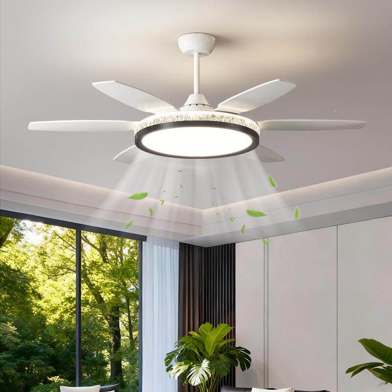 直叶风扇灯眼吊扇灯新餐客厅风扇灯静音护家用一体卧室风DBA厅扇