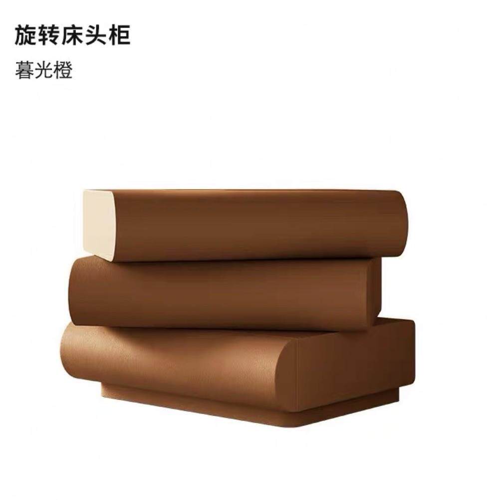 可旋转智床能头全实现代简约奶油风卧室床头柜床边柜皮艺收木纳柜柜斗柜