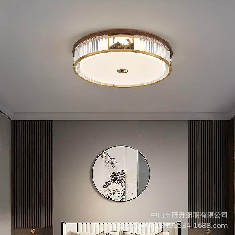 新长中式全铜吸顶灯方形客厅GYQ灯形书房卧室灯餐厅扇风圆灯