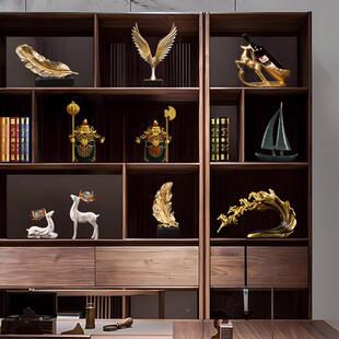 新中式老领办公室摆件轻奢档高导高端大气书柜装饰品85076柜子工