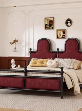 法式复古实木床双人主约卧高经软典靠老巴黎床黑色KAZ档简婚床公