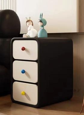 奶油床头代柜木小型简约现质新款床MRL边收纳卧室皮轻奢床实边柜